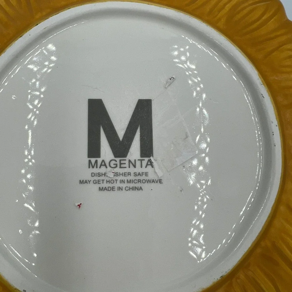 Magenta Sunflower Ceramic Plate Home Decor Yellow Very Good Floral 8.5in